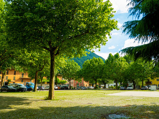 Crone public park on Lake Idro, Lombardy, Italy. Tourist resort in Brescia province, Lombardy.