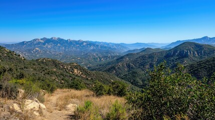 Scenic Mountain View with Clear Blue Sky and Majestic Landscape