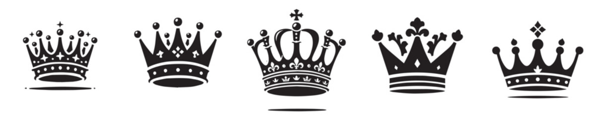 Vector collection of beautiful crown silhouettes