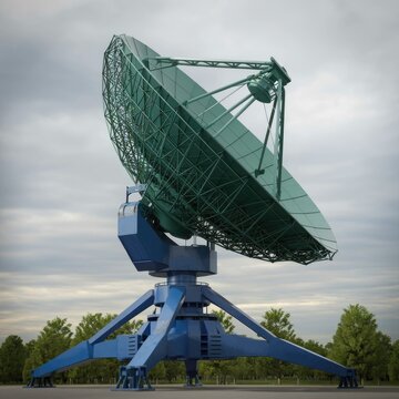 Large parabolic antenna for satellite communication, radio astronomy, or radar applications.