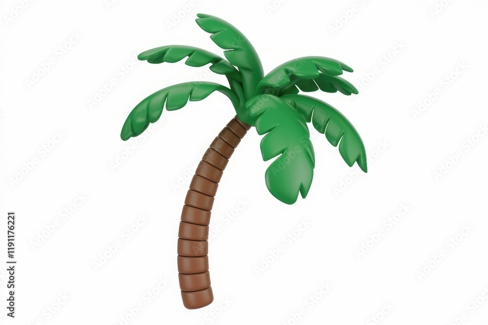 Poster a stylized 3d rendering of a palm tree, iconic symbol of tropical paradise.