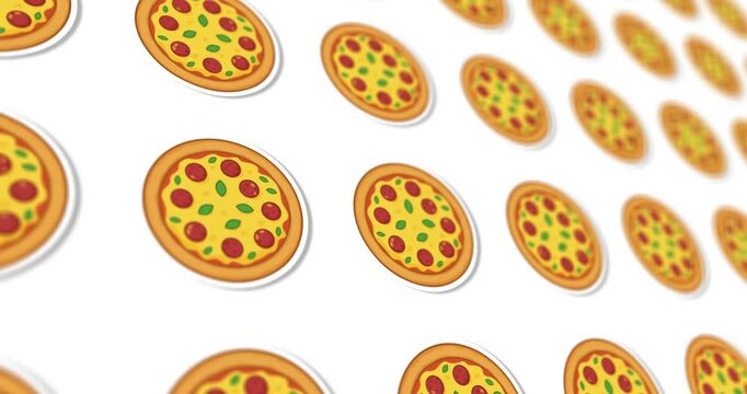 Horizontal scrolling animated pizza pattern design.