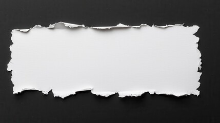Torn White Paper on Black Background Showing Rough Edges and Textured Surface for Creative Design and Art Projects
