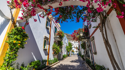 Street in the picturesque town of Puerto de Mogan, Gran Canaria, Spain