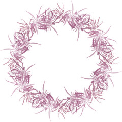 wreath of flowers, frame of pink and purple flowers with leaves. Natural pattern border frame isolated with copy space for text, pic, info. Old fashion,vintage style decorative border -illustration
