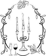 whimsical style hand drawn outline minimalistic card template