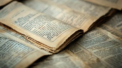 Vintage Newspaper Pages with Yellowed Paper and Historical Text