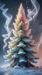 snowy spruce flower on icy background, created by generative ai