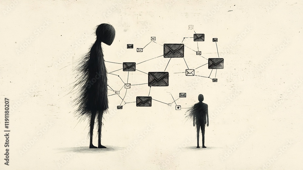Aufkleber transnational and virtual networking abstract conceptual artwork with interconnected elements featur