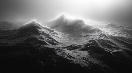 Mysterious ocean waves under soft lighting.