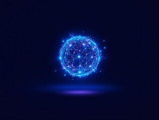 Obraz premium Glowing Digital Sphere with Neon Blue Glow