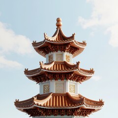 Obraz premium Ornate chinese pagoda detail tranquil garden setting architecture serene environment captivating viewpoint