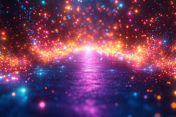 Naklejka premium Abstract Neon Sound Vibrations in Electric Colors Radiating from a Central Point Mimicking Sound Frequencies with Stunning Vivid Neon Vectors