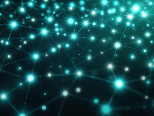 Fototapeta premium Minimalist Glowing Web Network with Aqua Gradient