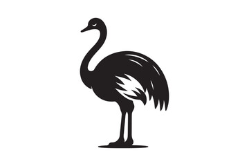 Minimal ostrich bird vector silhouette 