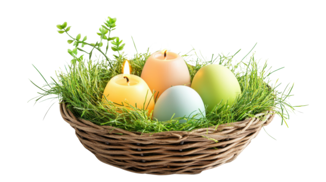 Basket with Easter egg transparent background