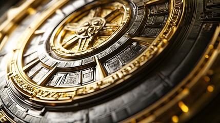 Obraz premium Intricate Gold and Black Circular Design Detail