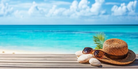 Summer Minimal Design with Beach Accessories – Teal and Orange Colors Gradient