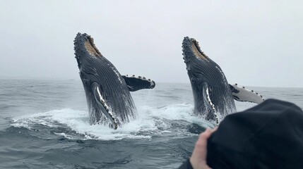 Fototapeta premium Majestic Humpback Whales in the Ocean