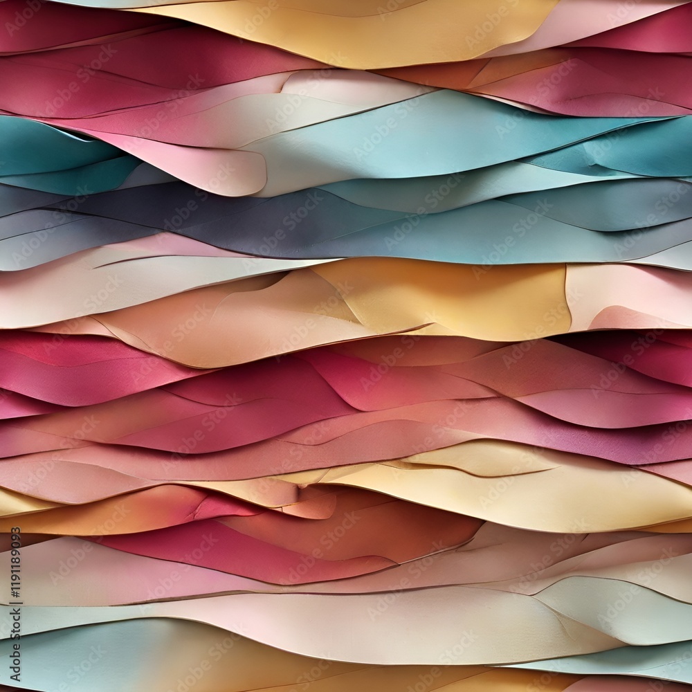 Poster abstract seamless pattern with multicolor satin waves