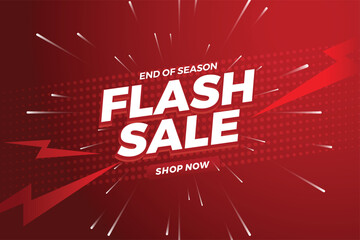 Flash Sale Shopping Poster or banner with Flash icon and 3D text on red background. Flash Sales banner template design for social media and website. Special Offer Flash Sale campaign or promotion