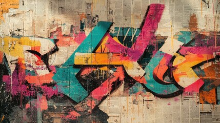 Fototapeta premium Vibrant Urban Graffiti Art on a Weathered Wall Surface