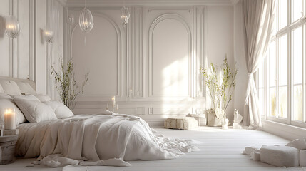 Elegant White Bedroom Design Classic