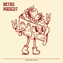 Happy and pretty birthday cake retro mascot