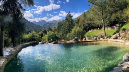 Obraz premium Serene Mountain Pool Oasis