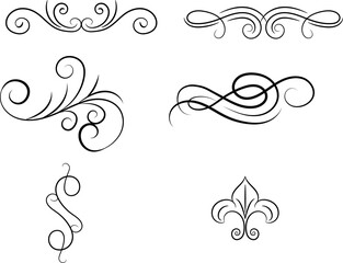 Vector graphic elements for design vector elements. Swirl elements decorative illustration. Classic calligraphy swirls, greeting cards, wedding invitations, royal certificates and graphic design.