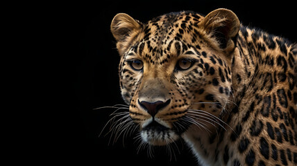 Fototapeta premium Leopard isolated on black background 