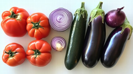 Preparing a Colorful Vegetable Medley Kitchen Food Photography Bright Lighting Top View