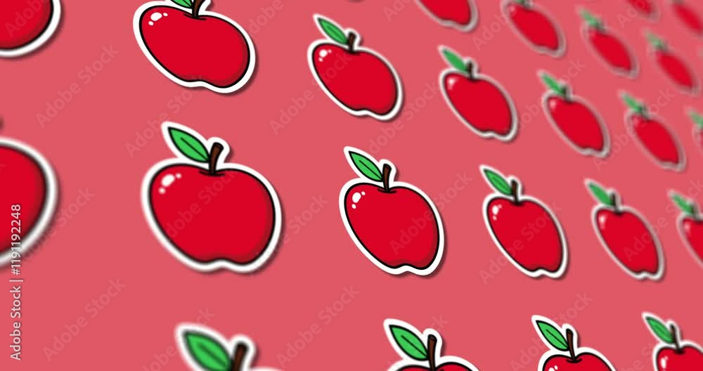 Poster 
Animated pattern design of apples on a red background