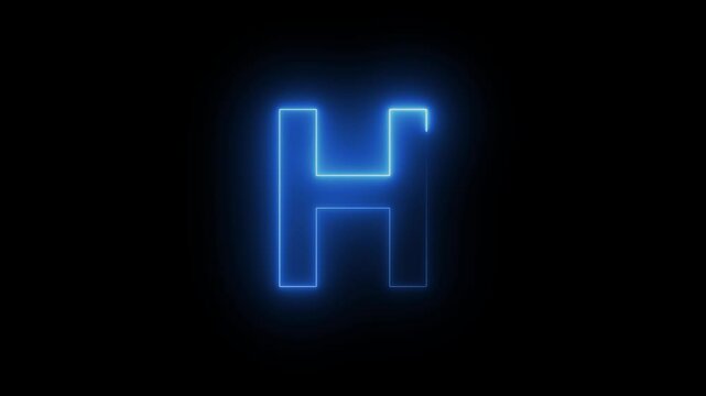 Capital letter H with a blue neon effect and color motion animation video footage in 4K.