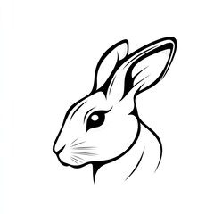 Obraz premium Stylish rabbit head illustration, white background, design element