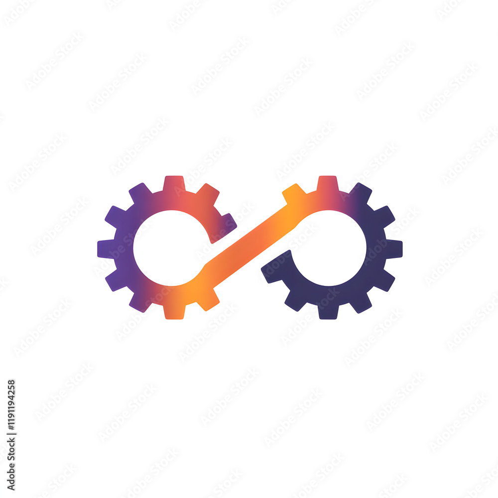 Poster simple 2d logo of gears with elegant curve and sharp detail