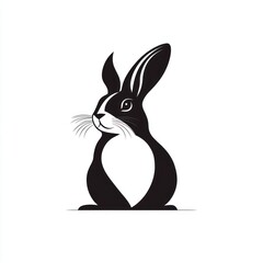 Elegant black bunny logo design on white background