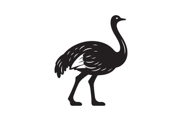 Minimal ostrich bird vector silhouette 