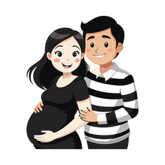 Caring Husband with Pregnant Woman Vector Illustration, Heartwarming Family Design.