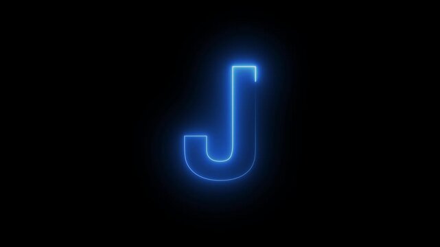 Capital letter J with a blue neon effect and color motion animation video footage in 4K.