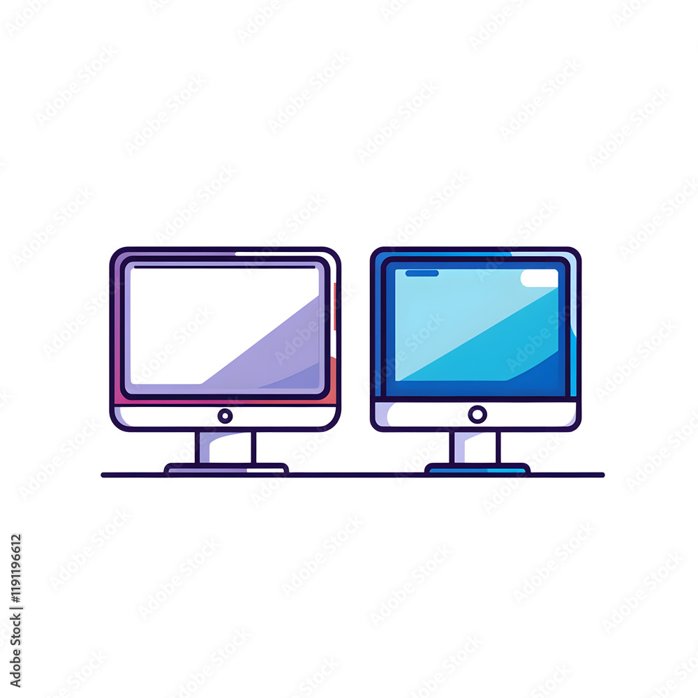 Poster flat vector design of clean dual-screen setup
