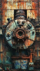 Rusty Industrial Machine Detail in Abandoned Factory Environment