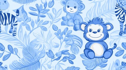 Fototapeta premium Playful Animal Illustrations in Zoo Theme for Kids' Decor