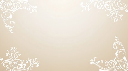Elegant Beige Background With White Floral Corner Designs