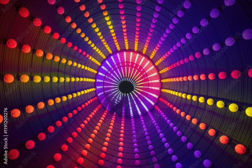 Poster a mesmerizing tunnel of vibrant, multicolored lights creates a stunning visual spectacle.