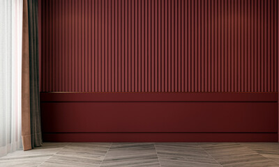 Modern interior design living room and empty red pattern wall background. 3D rendering. 