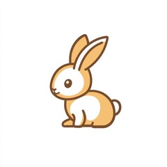 Fototapeta premium Cute cartoon bunny sitting, white background, illustration, children's book