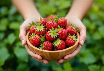 Freshly Picked Strawberries in Nature's Embrace  