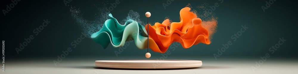 Poster mesmerizing 3d animation showcasing the oscillation of a pendulum at different frequencies creating 