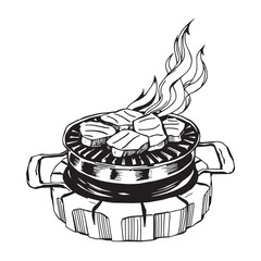 Artistic Black and White Korean BBQ Grill